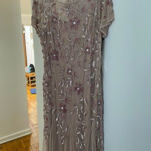 Adriana Papel blush short sleeve beaded gown